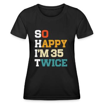 70 Anniversaire 70 Années Né 1955 - T-shirt sport Femme - noir - Devant - AI Model Female 172 light (172cm)