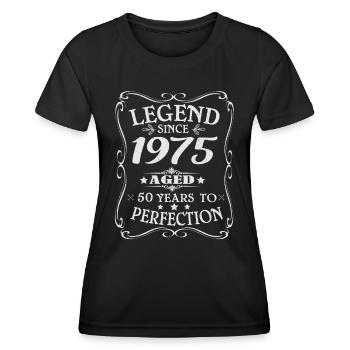 Des légendes sont nées en 1975 - T-shirt sport Femme - noir - Devant - AI Model Female 172 light (172cm)
