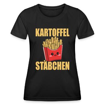 Kartoffel Stäbchen Pommestüte Pommesbude Geschenk - Frauen Funktions-T-Shirt - Schwarz - Vorne - AI Model Female 172 light (172cm)