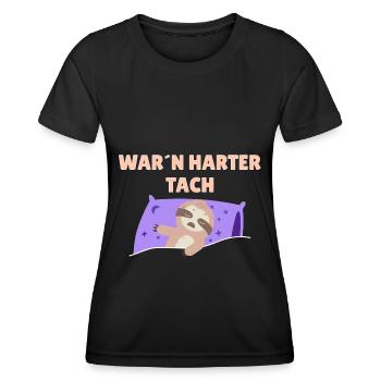 War`n harter Tach Feierabend Morgenmuffel Faultier - Frauen Funktions-T-Shirt - Schwarz - Vorne - AI Model Female 172 light (172cm)