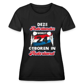 24 Birthday Dutch Holland 24 years Saying - Women's Functional T-Shirt - black - Front - AI Model Female 172 light (172cm)