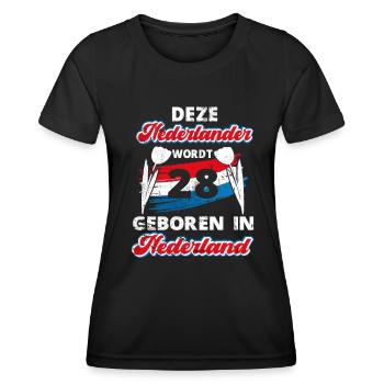 28 Birthday Dutch Holland 28 years Say - Women's Functional T-Shirt - black - Front - AI Model Female 172 light (172cm)