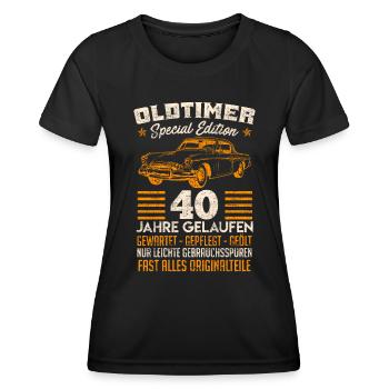 Oldtimer 40 Jahre gelaufen 40. Geburtstag Männer - Frauen Funktions-T-Shirt - Schwarz - Vorne - AI Model Female 172 light (172cm)