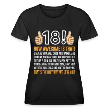 18 Jahre Junge 18. Geburtstag - Frauen Funktions-T-Shirt - Schwarz - Vorne - AI Model Female 172 light (172cm)