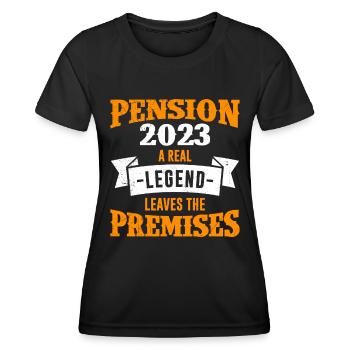 Pension 2023 Retraite des pensionnés - T-shirt sport Femme - noir - Devant - AI Model Female 172 light (172cm)