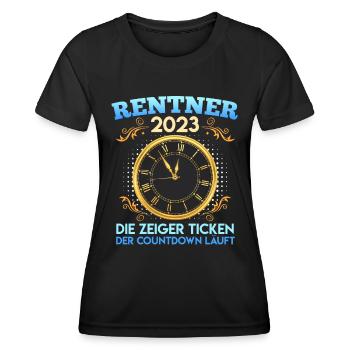 Rentner 2023 die Zeiger ticken Renteneintritt - Frauen Funktions-T-Shirt - Schwarz - Vorne - AI Model Female 172 light (172cm)