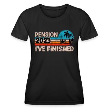 Pension 2023 J’ai terminé Retraité Retraité - T-shirt sport Femme - noir - Devant - AI Model Female 172 light (172cm)