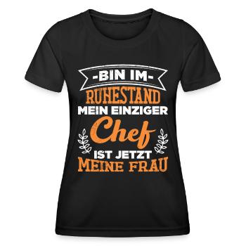 Mann in Ruhestand Renteneintritt Pensionierung - Frauen Funktions-T-Shirt - Schwarz - Vorne - AI Model Female 172 light (172cm)