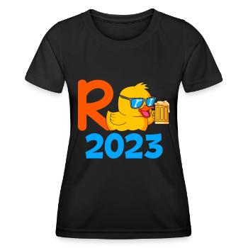R Ente 2023 Rente 2023 Pensionierung Ruhestand - Frauen Funktions-T-Shirt - Schwarz - Vorne - AI Model Female 172 light (172cm)