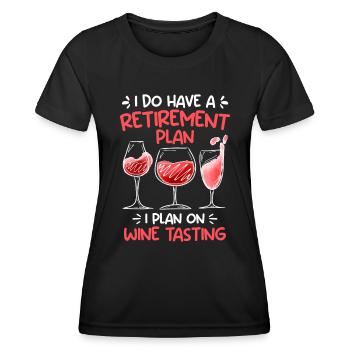 Buveur de vin Retraité Retraite - T-shirt sport Femme - noir - Devant - AI Model Female 172 light (172cm)
