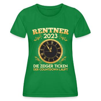 Rentner 2023 die Zeiger ticken Renteneintritt - Frauen Funktions-T-Shirt - Kelly Green - Vorne - AI Model Female 172 dark (172cm)