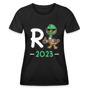 Rente 2023 R Ente Pensionierung - Frauen Funktions-T-Shirt - Schwarz - Vorne - AI Model Female 172 light (172cm)