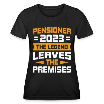 Retraités 2023 la légende quitte le site - T-shirt sport Femme - noir - Devant - AI Model Female 172 light (172cm)