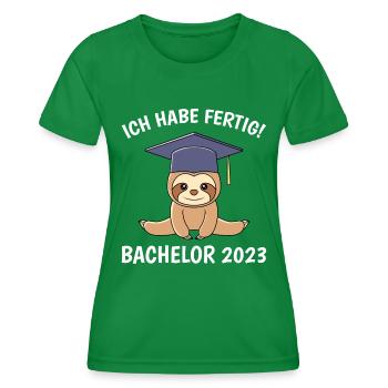 Ich habe fertig Bachelor 2023 Bachelorabschluss - Frauen Funktions-T-Shirt - Kelly Green - Vorne - AI Model Female 172 dark (172cm)