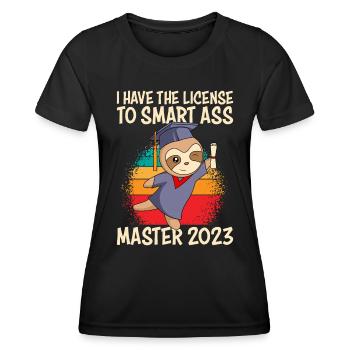 Master 2023 Licence à Clever Shit - T-shirt sport Femme - noir - Devant - AI Model Female 172 light (172cm)