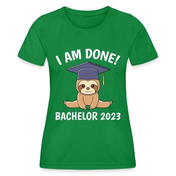 Ich habe fertig Bachelor 2023 Bachelorabschluss - Frauen Funktions-T-Shirt - Kelly Green - Vorne - AI Model Female 172 dark (172cm)