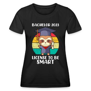 Bachelor 2023 Licence à Clever Shit Sloth - T-shirt sport Femme - noir - Devant - AI Model Female 172 light (172cm)