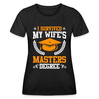 Survived Meine Frau hat einen Master Abschluss - Frauen Funktions-T-Shirt - Schwarz - Vorne - AI Model Female 172 light (172cm)