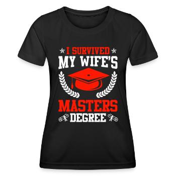Survived Meine Frau hat einen Master Abschluss - Frauen Funktions-T-Shirt - Schwarz - Vorne - AI Model Female 172 light (172cm)