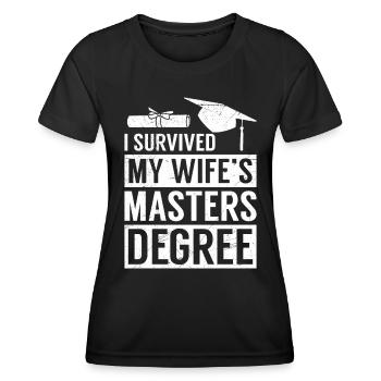 Survécu Ma femme a une maîtrise - T-shirt sport Femme - noir - Devant - AI Model Female 172 light (172cm)
