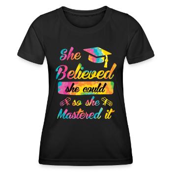 Sie hat es gemeistert Master Abschluss - Frauen Funktions-T-Shirt - Schwarz - Vorne - AI Model Female 172 light (172cm)
