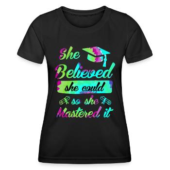 Sie hat es gemeistert Master Abschluss - Frauen Funktions-T-Shirt - Schwarz - Vorne - AI Model Female 172 light (172cm)
