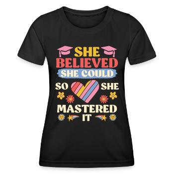 Sie hat es gemeistert Master Abschluss - Frauen Funktions-T-Shirt - Schwarz - Vorne - AI Model Female 172 light (172cm)