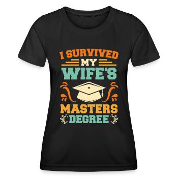 Überlebt meine Frau hat einen Master Abschluss - Frauen Funktions-T-Shirt - Schwarz - Vorne - AI Model Female 172 light (172cm)