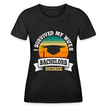 Überlebt Meine Frau hat einen Bachelor Abschluss - Frauen Funktions-T-Shirt - Schwarz - Vorne - AI Model Female 172 light (172cm)