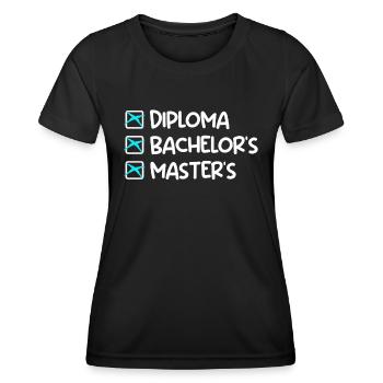 Certificat de fin d’études Bachelor Master - T-shirt sport Femme - noir - Devant - AI Model Female 172 light (172cm)
