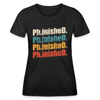 Phinished Fertig Doktor Promotion Doktortitel - Frauen Funktions-T-Shirt - Schwarz - Vorne - AI Model Female 172 light (172cm)
