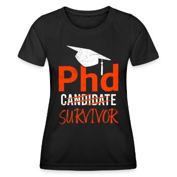 Ph.D J’ai survécu J’ai un doctorat - T-shirt sport Femme - noir - Devant - AI Model Female 172 light (172cm)