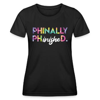 Phinally Phinished Ph.D a finalement terminé son doctorat - T-shirt sport Femme - noir - Devant - AI Model Female 172 light (172cm)