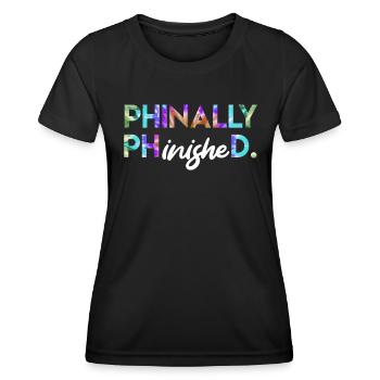 Phinally Phinished Ph.D a finalement terminé son doctorat - T-shirt sport Femme - noir - Devant - AI Model Female 172 light (172cm)