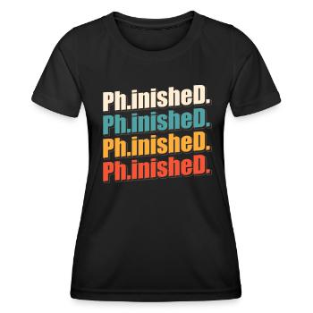 Phinished Fertig Doktor Promotion Doktortitel - Frauen Funktions-T-Shirt - Schwarz - Vorne - AI Model Female 172 light (172cm)
