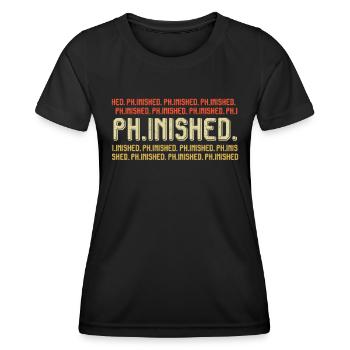 Phinished Fertig Doktor Promotion Doktortitel - Frauen Funktions-T-Shirt - Schwarz - Vorne - AI Model Female 172 light (172cm)