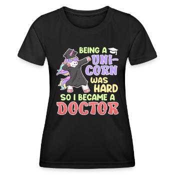 Être une licorne était difficile Docteur Doctorat - T-shirt sport Femme - noir - Devant - AI Model Female 172 light (172cm)