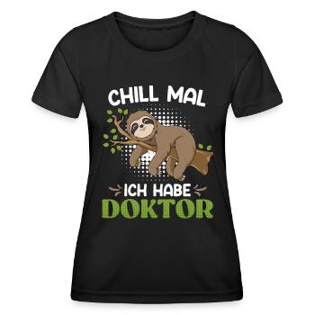 Docteur Relax j'ai un doctorat - T-shirt sport Femme - noir - Devant - AI Model Female 172 light (172cm)
