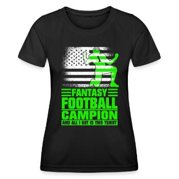 Fantasy Football Champ Champion Fantasy Football - Frauen Funktions-T-Shirt - Schwarz - Vorne - AI Model Female 172 light (172cm)