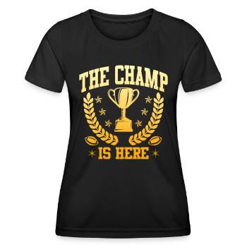 Der Fantasy Football Champ ist hier - Frauen Funktions-T-Shirt - Schwarz - Vorne - AI Model Female 172 light (172cm)