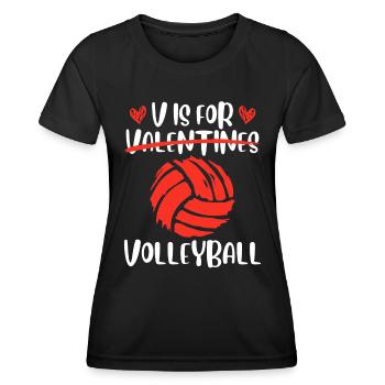 V stands for Volleyball Love Valentine's Day - Women's Functional T-Shirt - black - Front - AI Model Female 172 light (172cm)