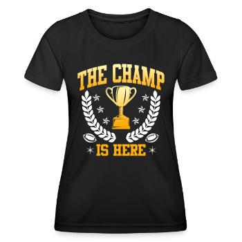 Der Fantasy Football Champ ist hier - Frauen Funktions-T-Shirt - Schwarz - Vorne - AI Model Female 172 light (172cm)