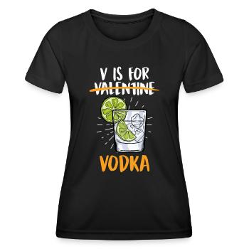 V signifie Vodka Couple Love Valentine’s Day - T-shirt sport Femme - noir - Devant - AI Model Female 172 light (172cm)
