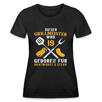 Grill 19 Geburtstag Griller Grillen Spruch - Frauen Funktions-T-Shirt - Schwarz - Vorne - AI Model Female 172 light (172cm)