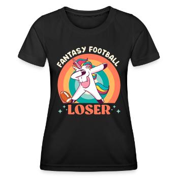 Fantasy Football Loser Einhorn Fantasy Football - Frauen Funktions-T-Shirt - Schwarz - Vorne - AI Model Female 172 light (172cm)