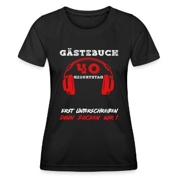 Lustig 40 Geburtstag Zocken 40 Jahre Gaming Spruch - Frauen Funktions-T-Shirt - Schwarz - Vorne - AI Model Female 172 light (172cm)