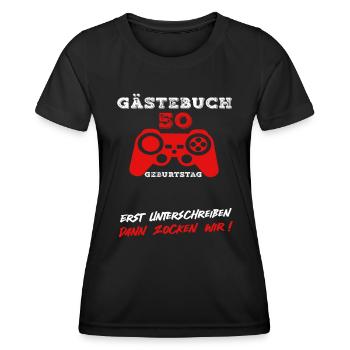 Gaming 50 Geburtstag Controller Gamer Spruch - Frauen Funktions-T-Shirt - Schwarz - Vorne - AI Model Female 172 light (172cm)