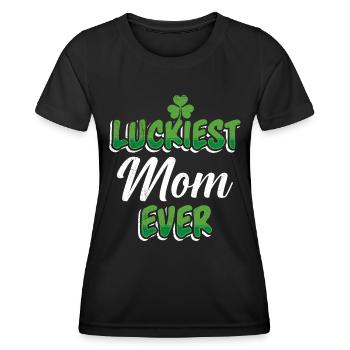 La Saint-Patrick dit maman la plus chanceuse de tous les temps - T-shirt sport Femme - noir - Devant - AI Model Female 172 light (172cm)
