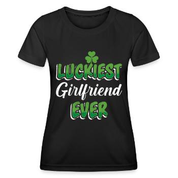 La petite amie la plus chanceuse de tous les temps Fête de la Saint-Patrick - T-shirt sport Femme - noir - Devant - AI Model Female 172 light (172cm)