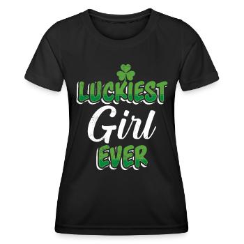 La Saint-Patrick dit la fille la plus chanceuse de tous les temps - T-shirt sport Femme - noir - Devant - AI Model Female 172 light (172cm)
